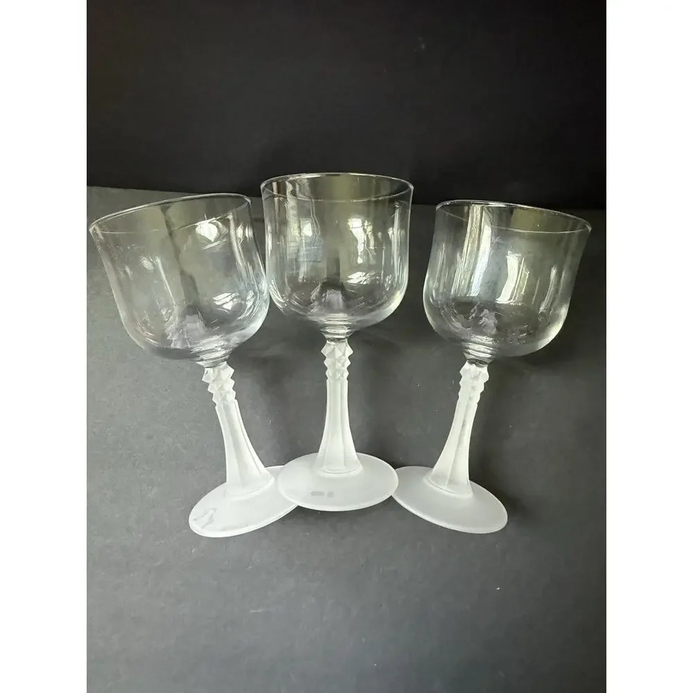 Vintage French Wine Glass by Cristal D'Arques Durand France Frosted Deco Barware